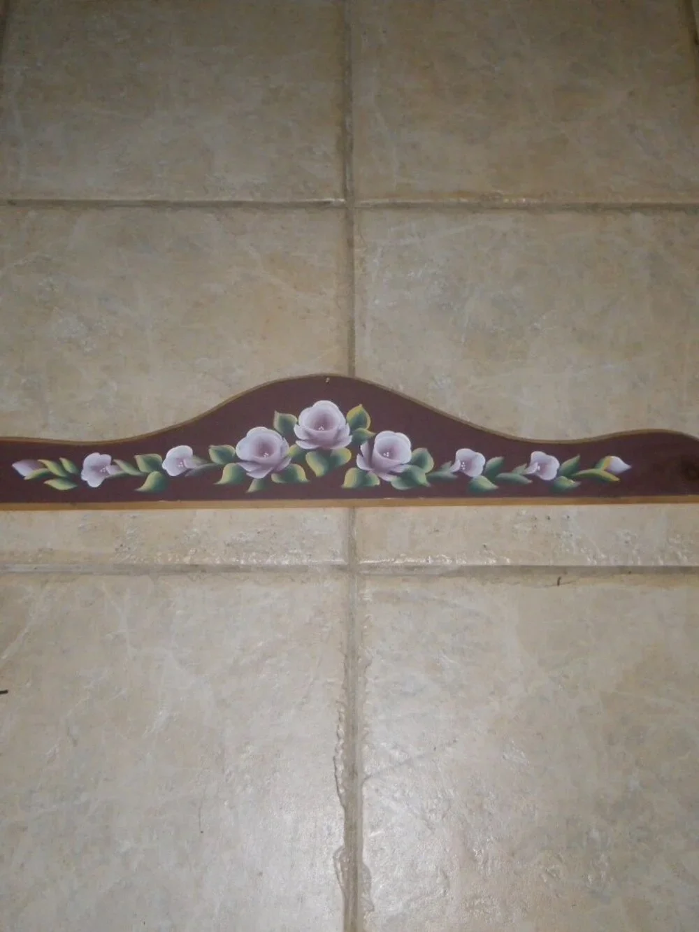 Lovely Hand Painted Flowers Wooden Transom Topper Wall Art Architecture Decor